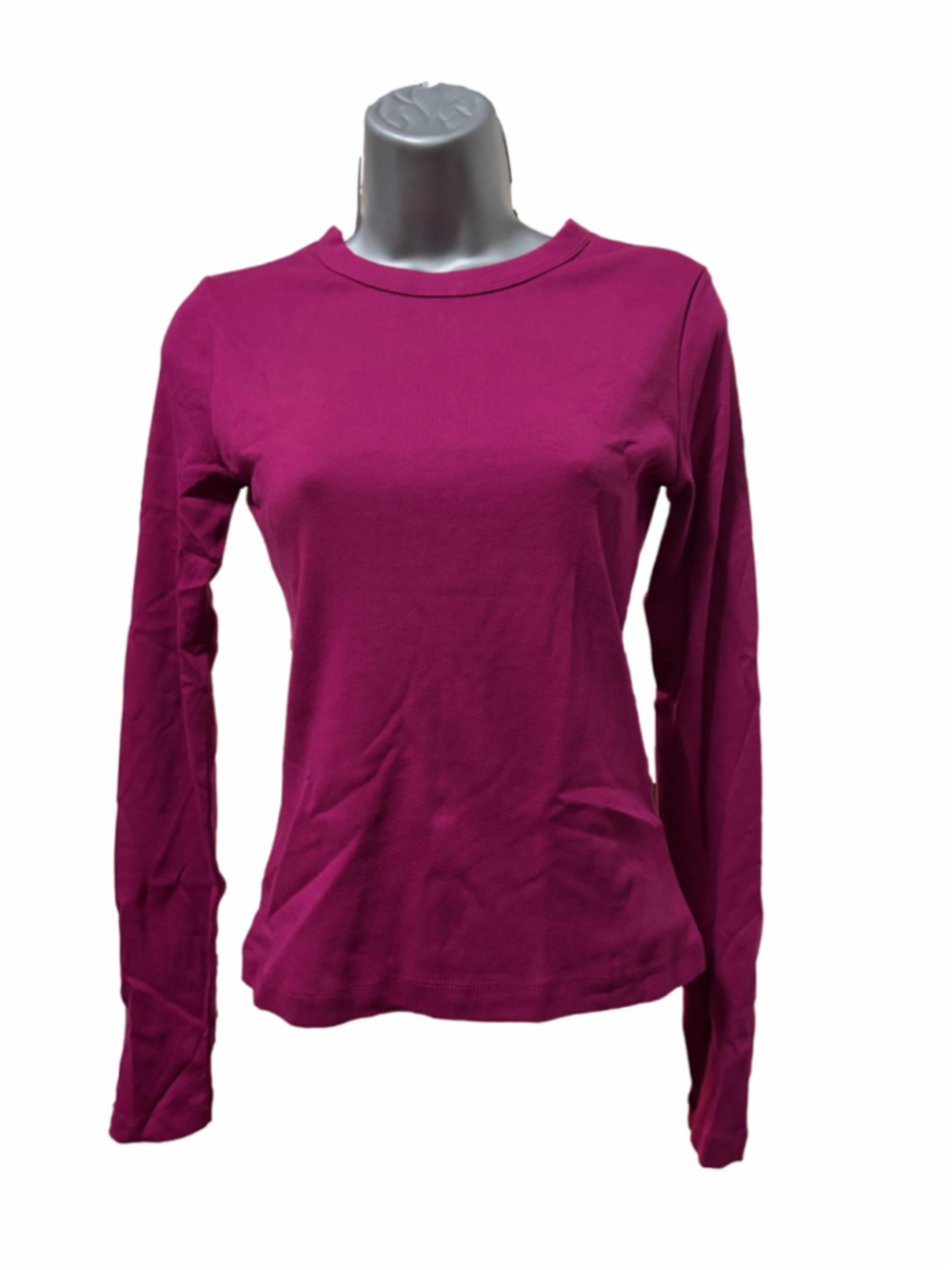 NWT Madewell The '90s Long-Sleeve Tee in Compact Cotton in fuchsia size small